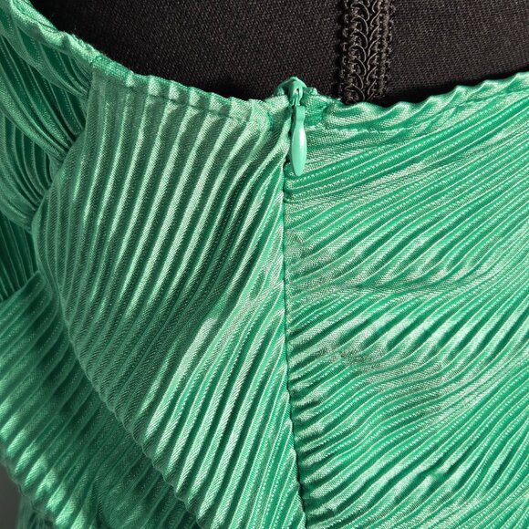 NWOT | Mint Green Pleated One Shoulder Long Sleeve Cut Out Maxi Dress | XLarge - Picture 5 of 7